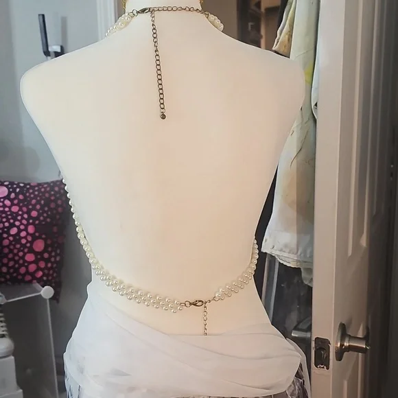 Vintage Pearl and Gold beaded backless bra top - Picture 3 of 3